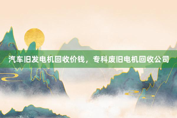 汽车旧发电机回收价钱，专科废旧电机回收公司